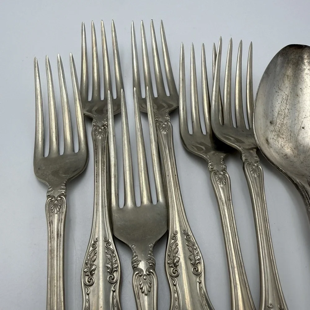 Vtg Silver Plated Flatware Mixed Lot Antique Crosby Oneida Rogers Panama Fork